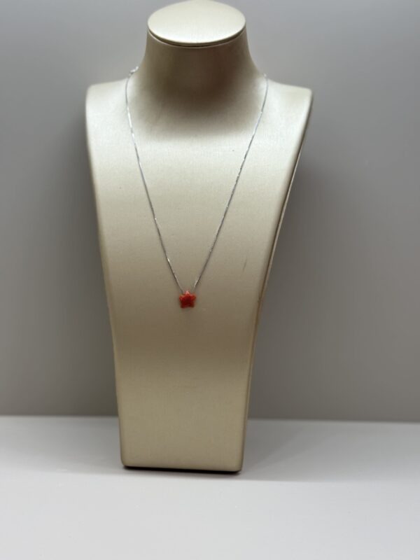 Collana in argento o argento placcato oro e stella in corallo naturale Mediterraneo