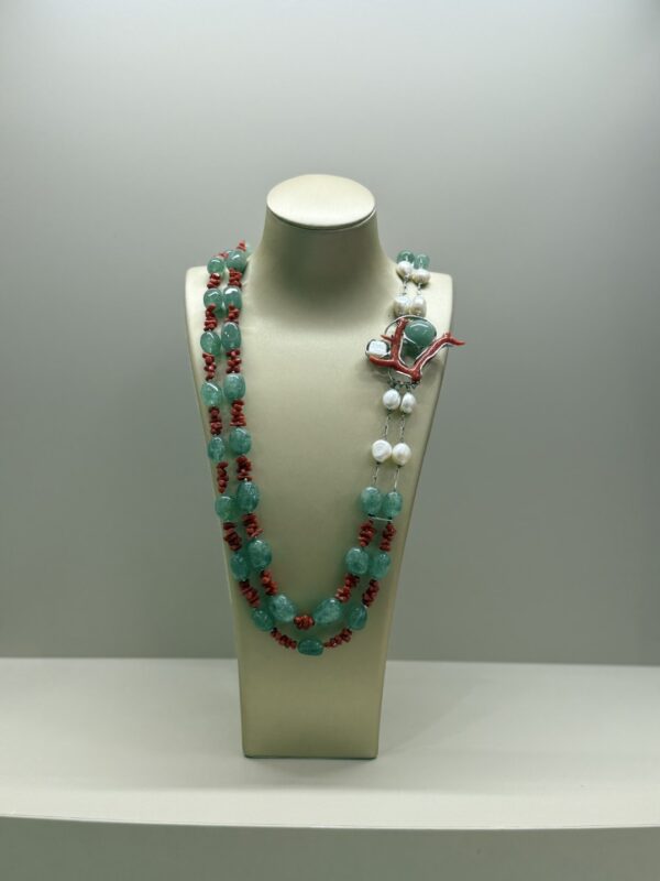 Collana in corallo naturale del Mediterraneo muscovite