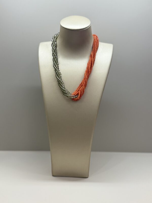Collana in corallo naturale del Mediterraneo quarzo fumè